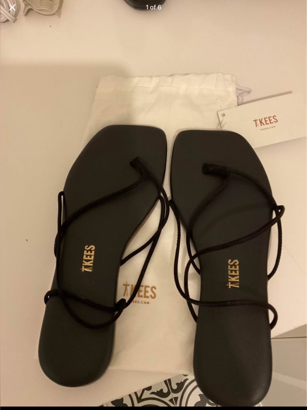 TKEES Black Lace-Up Strappy Square-Toe Sandals